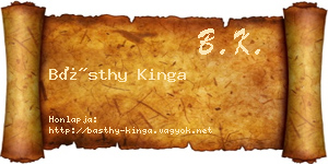 Básthy Kinga névjegykártya